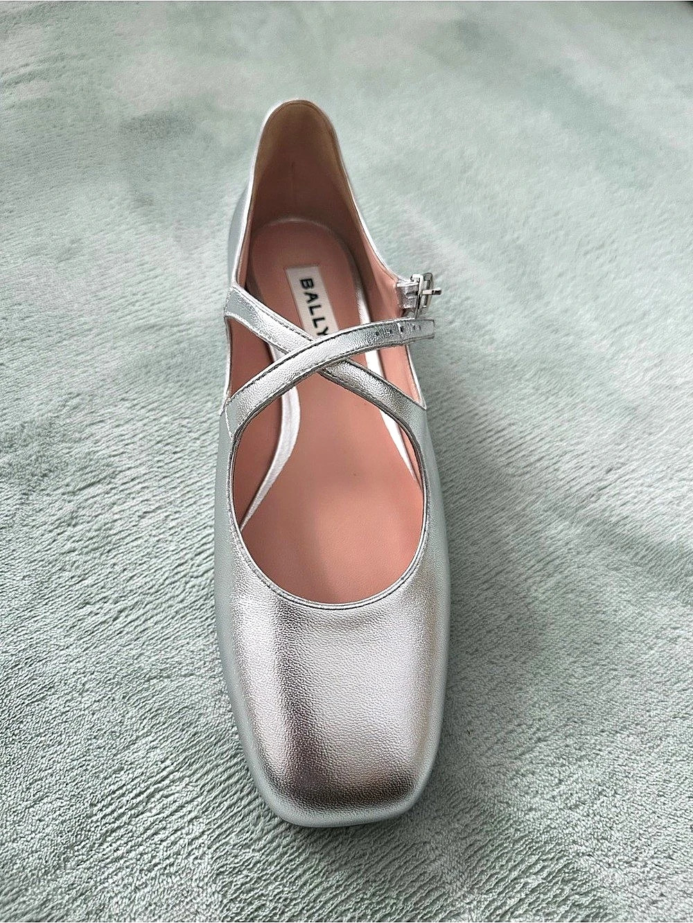 Bally Ballyrina Silver Mary Jane Flats - Brand New